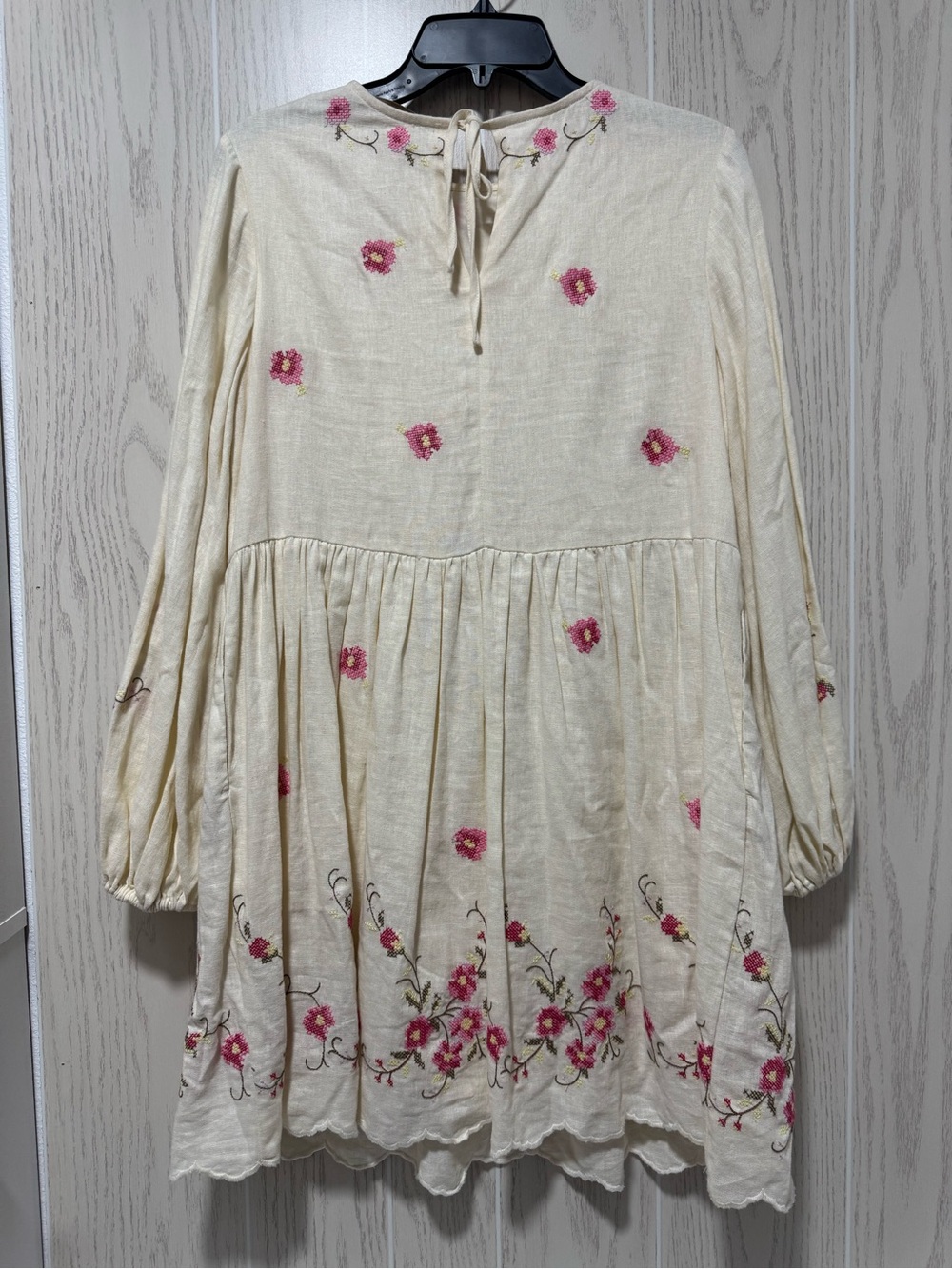 Caroline Constas Floral Embroidered Babydoll Dress Cream Pink XS NWT $405 - Picture 7 of 11